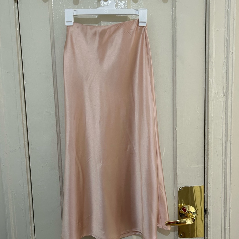Light Pink Satin Maxi Skirt